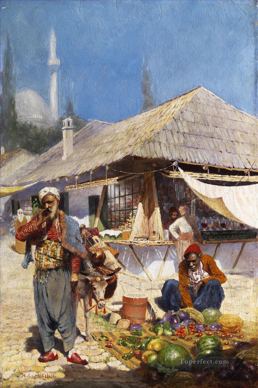 Orientalische Marktszene Oriental Market Scene Alphons Leopold Mielich Orientalist scenes Oil Paintings